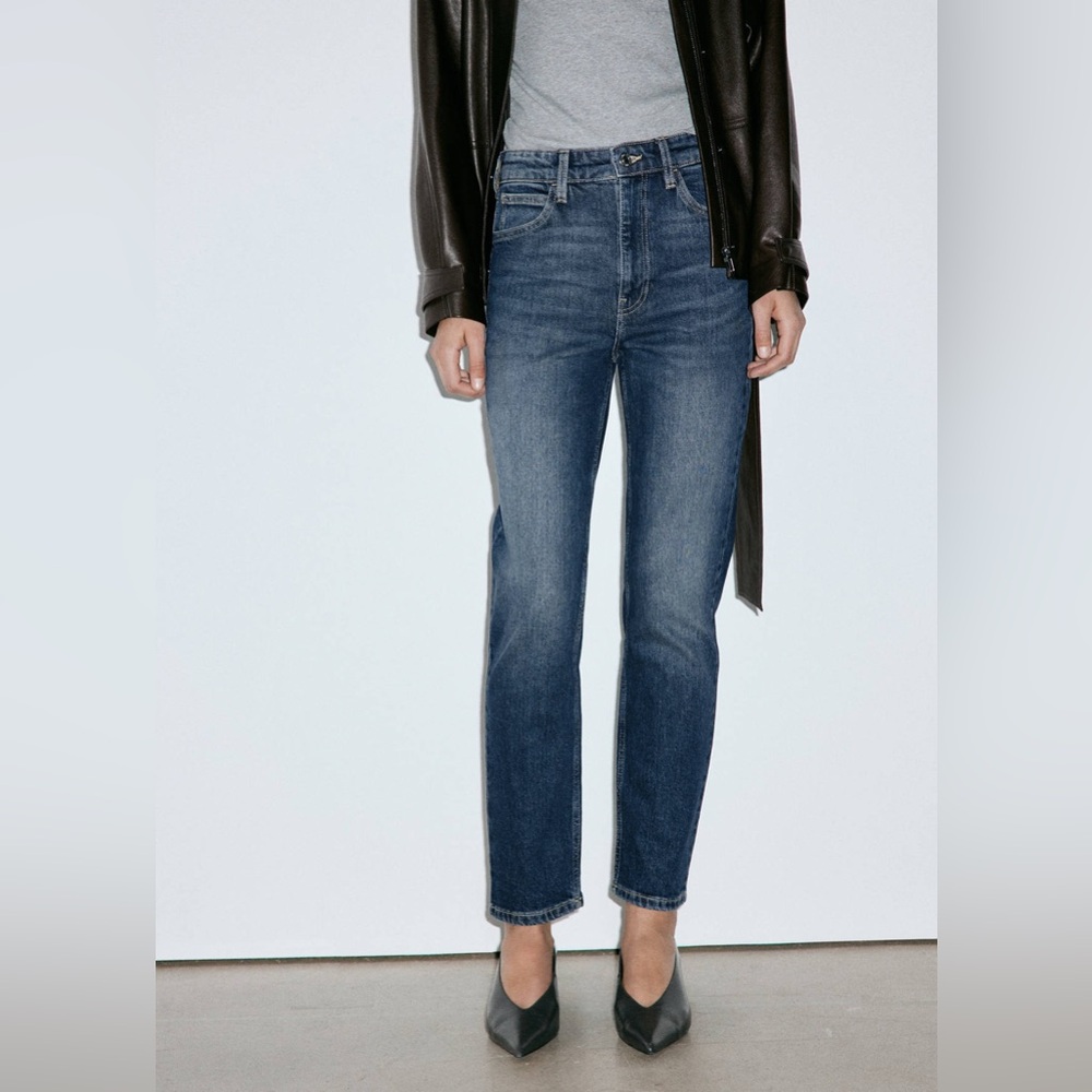 NWT MANGO Newmom Comfort High-Rise Jeans in Dark Blue